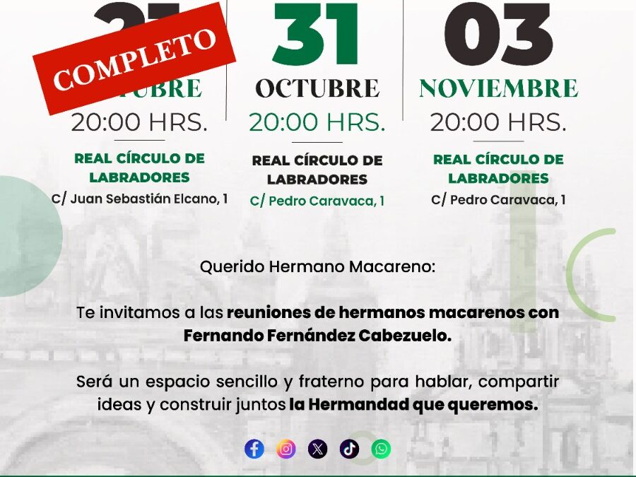 ‼️ AGOTADAS las plazas reservadas para la reunión del próximo martes ‼️